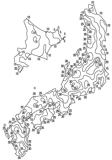 雷の地域別落雷頻度